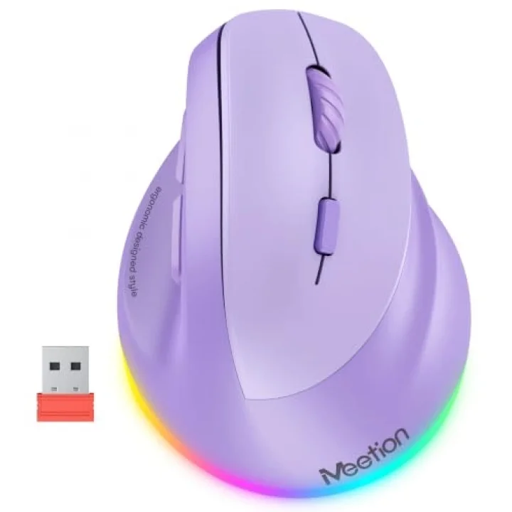 Ergonomik fare, kablosuz dikey fare RGB arkadan aydınlatmalı şarj edilebilir fare, Bluetooth (5.2 + 3.0) ve USB-A USB-C adaptörlü 4 ayarlanabilir DPI uyumlu Mac/Windows/Andriod/PC/Tablet/iPad