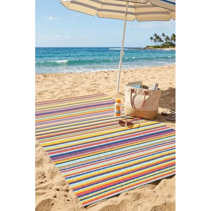 Esterilla Katlanabilir Hasır Kilim Mat | Çift Taraflı-Plaj-Piknik-Kamp-Bahçe-Balkon-Teras-Karavan