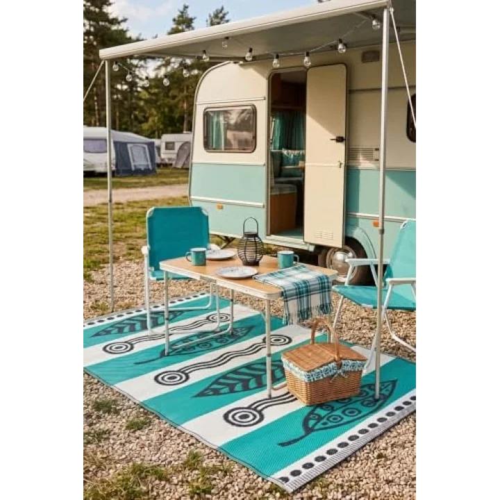 Esterilla Katlanabilir Hasır Kilim Mat | Çift Taraflı-Plaj-Piknik-Kamp-Bahçe-Balkon-Teras-Karavan