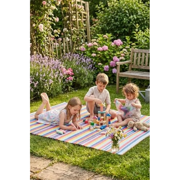 Esterilla Katlanabilir Hasır Kilim Mat | Çift Taraflı-Plaj-Piknik-Kamp-Bahçe-Balkon-Teras-Karavan