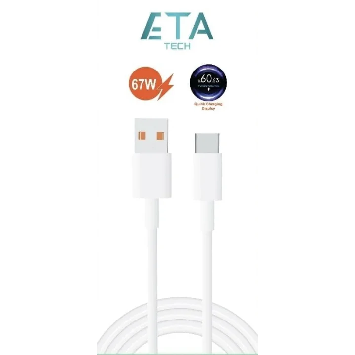 ETA67T Samsung ile Uyumlu Xiaomi ile Uyumlu Type-C 67w 1m Hızlı Şarj ve Data Kablosu