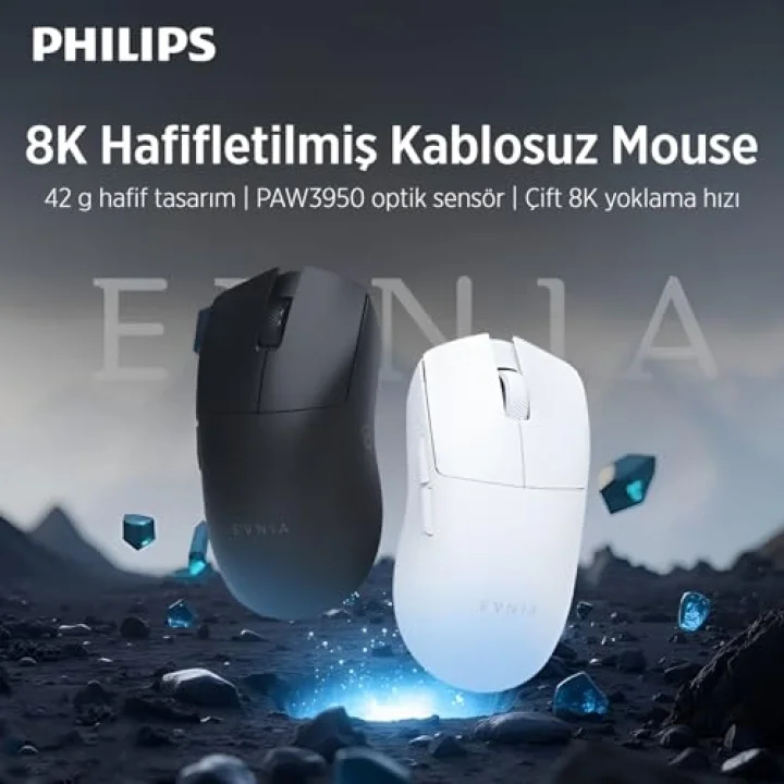 EVNIA Serisi SPK9718 Kablosuz Bluetooth Dual Mod 30000DPI 6 Tuşlu Optik Oyuncu Mouse Siyah
