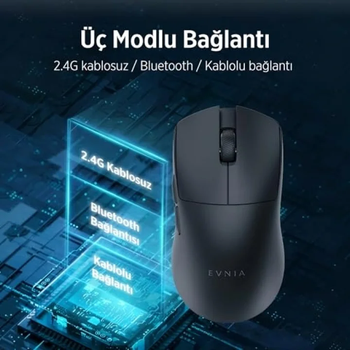 EVNIA Serisi SPK9718 Kablosuz Bluetooth Dual Mod 30000DPI 6 Tuşlu Optik Oyuncu Mouse Siyah