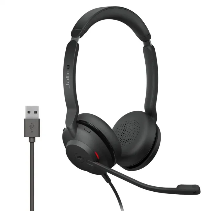 Evolve2 30 kulaklık seti, gürültü önleyici stereo kulaklık, Microsoft Teams sertifikalı, 2 mikrofon çağrı teknolojisi, USB-A kablosu, siyah