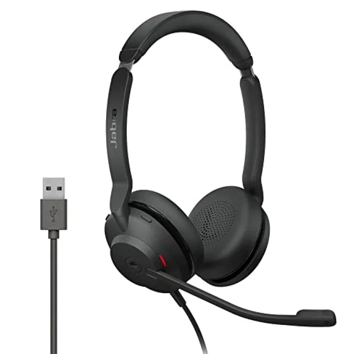 Evolve2 30 kulaklık seti, gürültü önleyici stereo kulaklık, Microsoft Teams sertifikalı, 2 mikrofon çağrı teknolojisi, USB-A kablosu, siyah