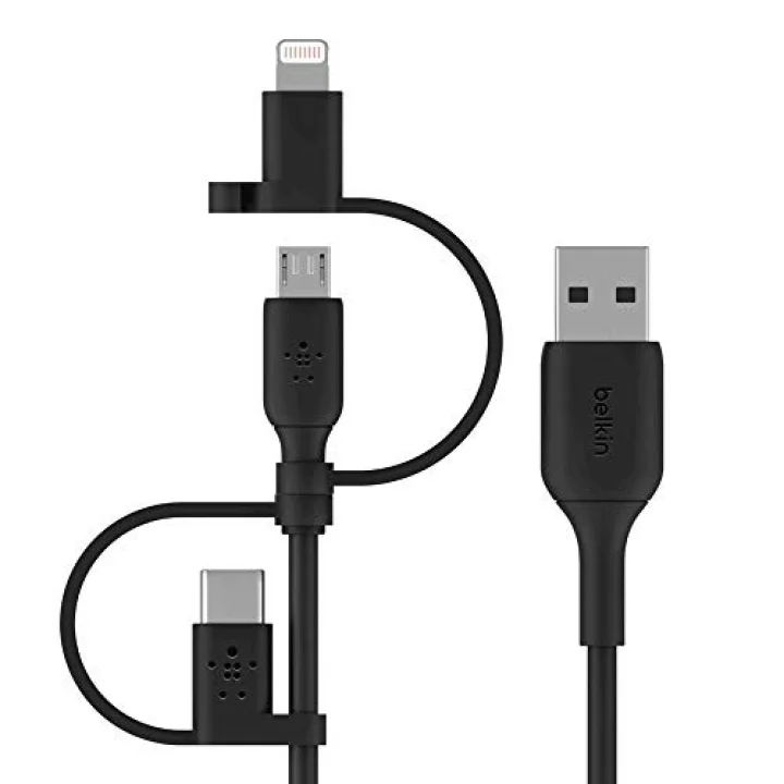 Evrensel Kablo (3ü 1 arada USB-C, Lightning, Micro-USB Şarj Kablosu) Akıllı Telefonları, Tabletleri, Güç Bankalarını ve daha fazlasını şarj edin (3,3 ft/1 m)