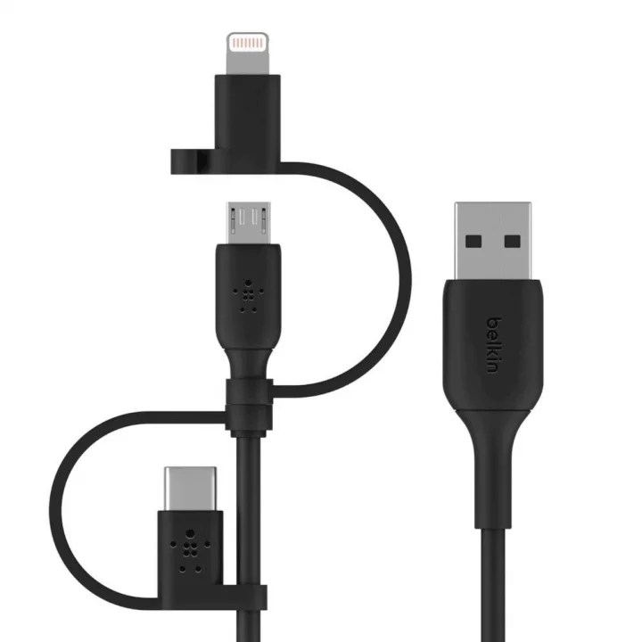 Evrensel Kablo (3ü 1 arada USB-C, Lightning, Micro-USB Şarj Kablosu) Akıllı Telefonları, Tabletleri, Güç Bankalarını ve daha fazlasını şarj edin (3,3 ft/1 m)
