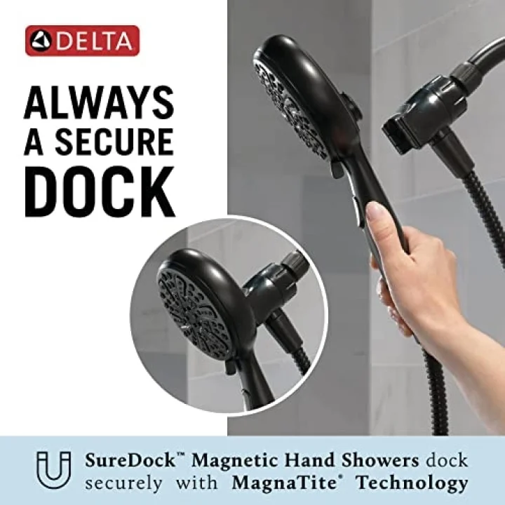 Faucet 6 sprey SureDock manyetik duş başlığı, el duşlu, hortumlu krom duş başlığı, duş başlıkları ve el duşları, el duşu, MagnaTite Docking, krom 75609