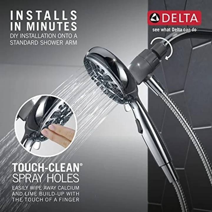 Faucet 6 sprey SureDock manyetik duş başlığı, el duşlu, hortumlu krom duş başlığı, duş başlıkları ve el duşları, el duşu, MagnaTite Docking, krom 75609