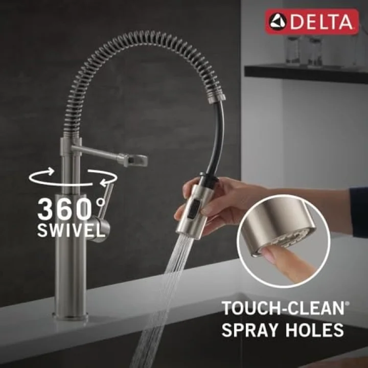 Faucet Antoni Pull Down Püskürtücülü Mutfak Bataryası, Ticari Mutfak Lavabo Bataryası, Mutfak Lavabo Muslukları, Manyetik Yerleştirme Püskürtme Kafası, SpotShield Paslanmaz 18803-SP-DST