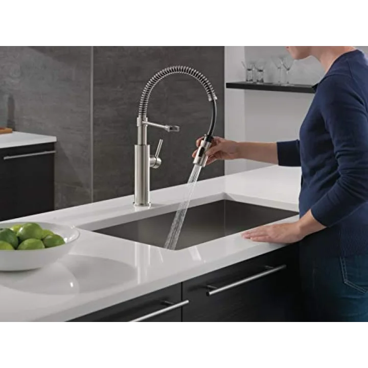 Faucet Antoni Pull Down Püskürtücülü Mutfak Bataryası, Ticari Mutfak Lavabo Bataryası, Mutfak Lavabo Muslukları, Manyetik Yerleştirme Püskürtme Kafası, SpotShield Paslanmaz 18803-SP-DST