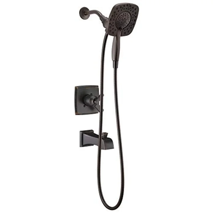 Faucet Ashlyn 17 Serisi Çift İşlevli Küvet ve Duş Seti 2 Püskürtmeli Dokunmatik Temiz In2ition 2si 1 Arada Elde Tutulan Hortumlu Duş Başlığı, Venedik Bronz T17464-RB-I (Vana Dahil Değildir)