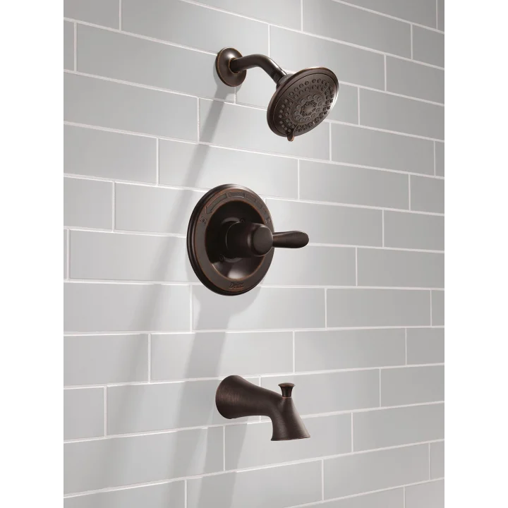 Faucet Lahara 14 Serisi Tek Kulplu Küvet ve Duş Trim Seti, 5 Püskürtmeli Dokunmatik Temiz Duş Başlıklı Duş Bataryası, Venedik Bronz T14438-RB (Vana Dahil Değildir)