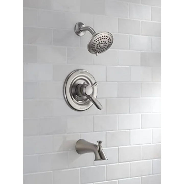 Faucet Lahara 17 serisi çift fonksiyonlu küvet ve duş donanım seti, 5 kademeli touch-clean duş başlığı ile birlikte, paslanmaz çelik T17438-SS (vana dahil değildir)