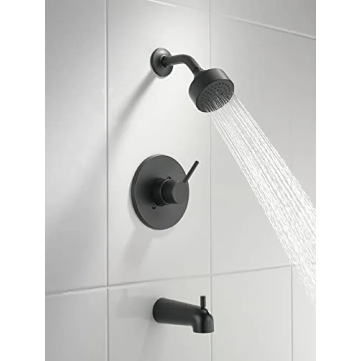 Faucet Modern 14 Serisi Mat Siyah Duş Bataryası, Küvet ve Duş Döşeme Seti, Tek Sprey Dokunma Temiz Siyah Duş Başlığı, Mat Siyah T14459-BL-PP (Valf Dahil Değildir)