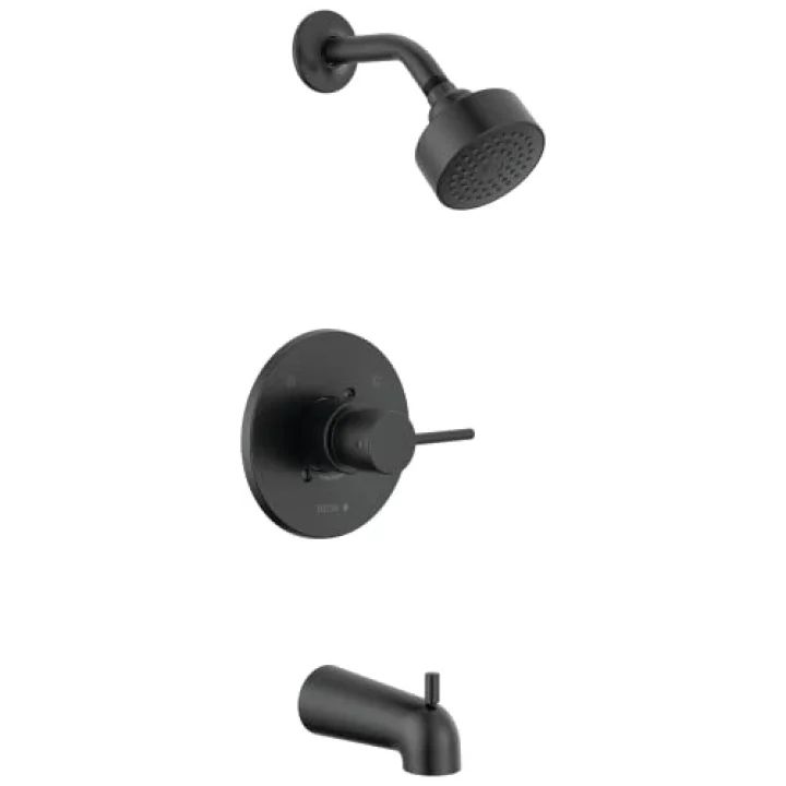 Faucet Modern 14 Serisi Mat Siyah Duş Bataryası, Küvet ve Duş Döşeme Seti, Tek Sprey Dokunma Temiz Siyah Duş Başlığı, Mat Siyah T14459-BL-PP (Valf Dahil Değildir)