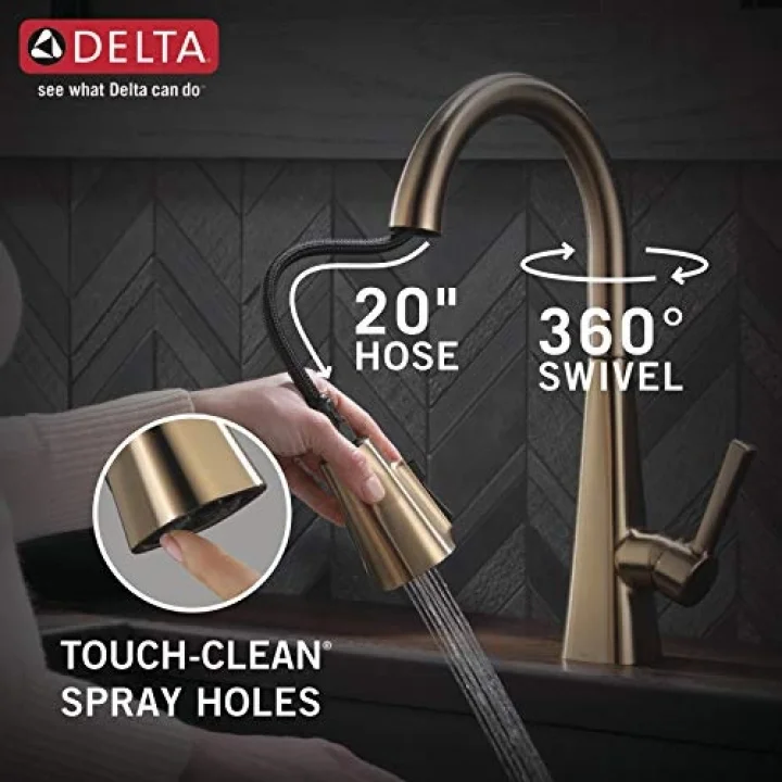 FAUCET Musluk Lenta Altın Mutfak Bataryası, Pull Down Püskürtücü ile Mutfak Muslukları, Mutfak Lavabo Bataryası, Manyetik Yerleştirme Püskürtme Başlığı ile Mutfak Evyesi için Altın Musluk, Şampanya...