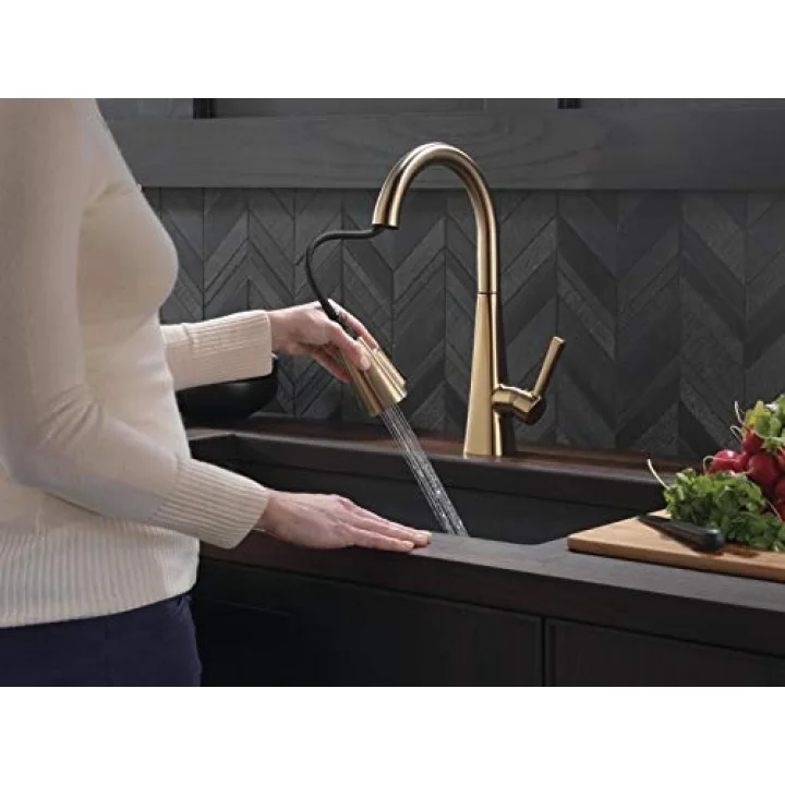 FAUCET Musluk Lenta Altın Mutfak Bataryası, Pull Down Püskürtücü ile Mutfak Muslukları, Mutfak Lavabo Bataryası, Manyetik Yerleştirme Püskürtme Başlığı ile Mutfak Evyesi için Altın Musluk, Şampanya...