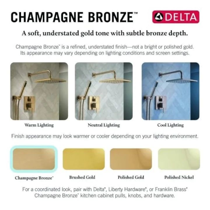 Faucet RP51034CZ Flanş - Duş, Şampanya Bronz, 3.000 U x 2.500 G x 1.900Y