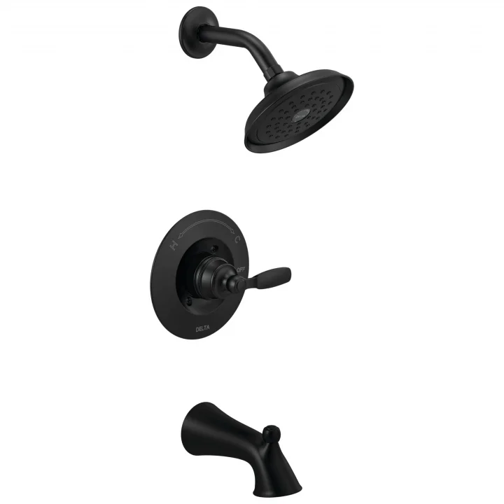 Faucet Woodhurst 14 Serisi Mat Siyah Duş Bataryası, Küvet ve Duş Seti Tek Püskürtmeli Dokunmatik Temiz Siyah Duş Başlığı, Mat Siyah T14432-BL (Vana Dahil Değildir)