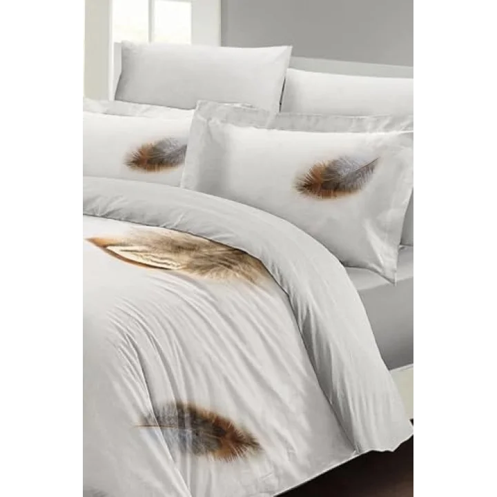 Feather 3D Dijital Baskılı Çift Kişilik Nevresim Takımı, monohome3947