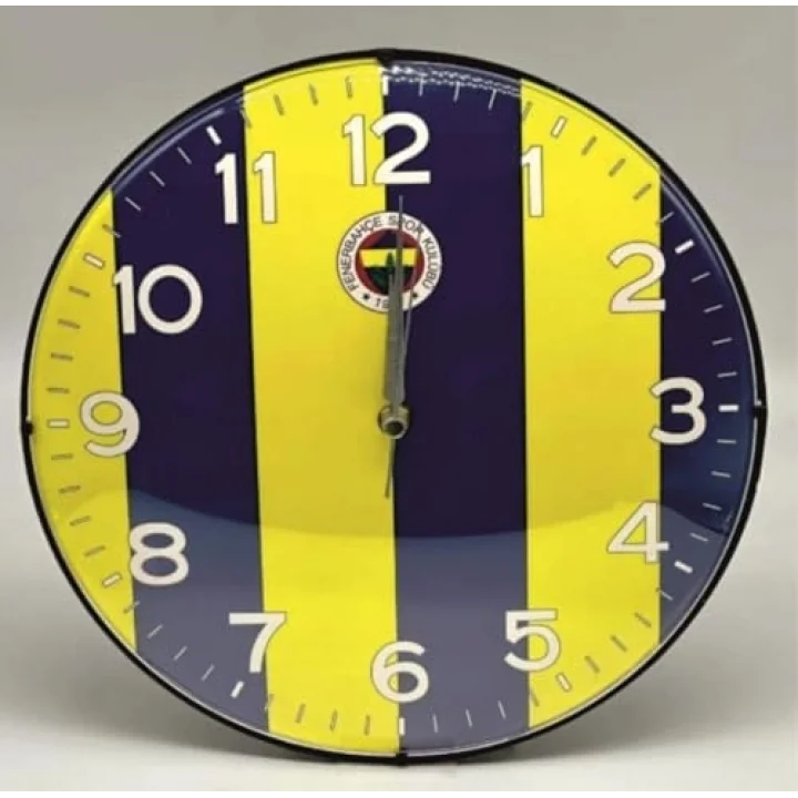 Fenerbahçe Lisanslı Duvar Saati Çizgili Yuvarlak 30 cm