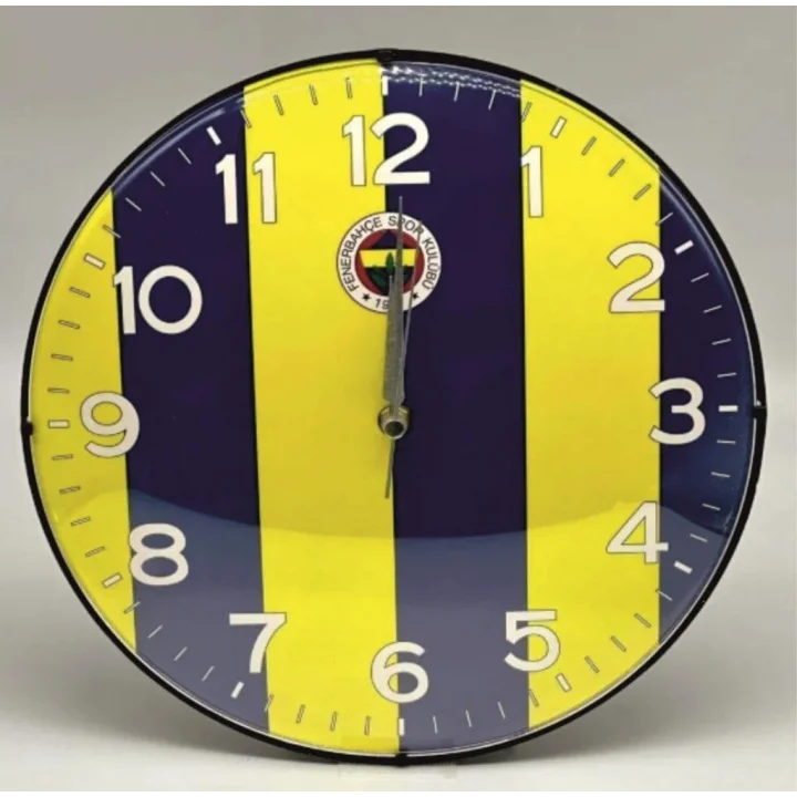 Fenerbahçe Lisanslı Duvar Saati Çizgili Yuvarlak 30 cm