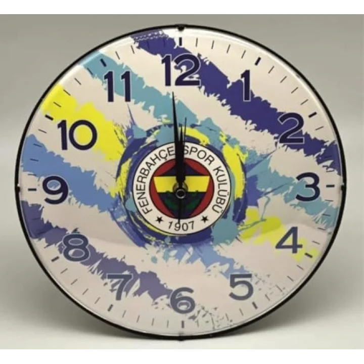 Fenerbahçe Lisanslı Duvar Saati Renkli Yuvarlak 30 cm