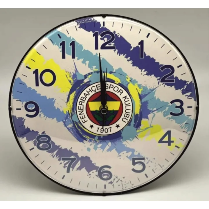 Fenerbahçe Lisanslı Duvar Saati Renkli Yuvarlak 30 cm