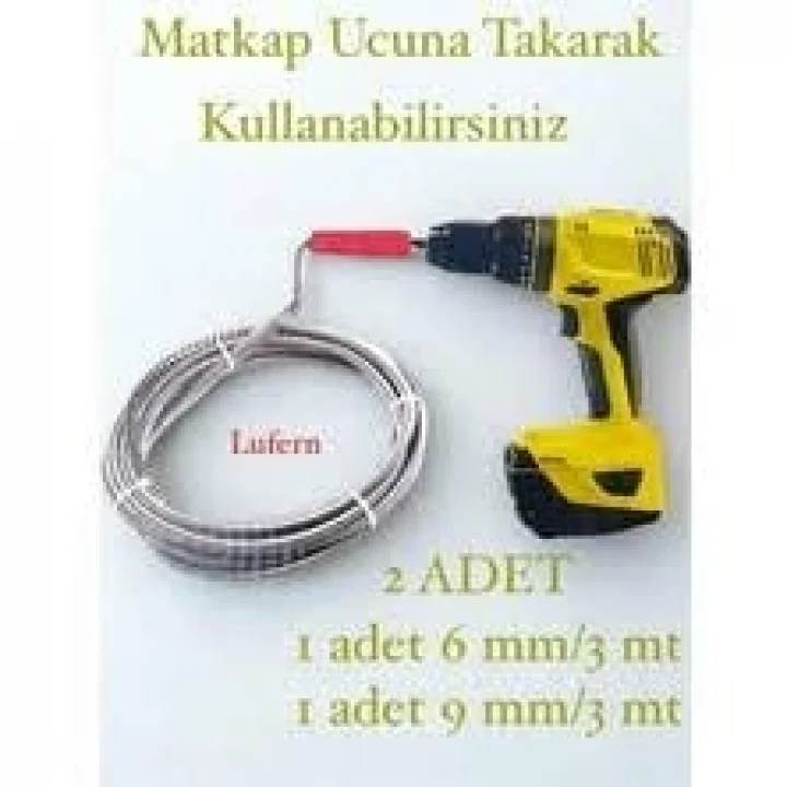 FEYZA YAPI Pratik Ergonomik Matkap Ucu Boru Temizleme ve Tıkanıklık Açma Spirali 3 Metre 2 Adet