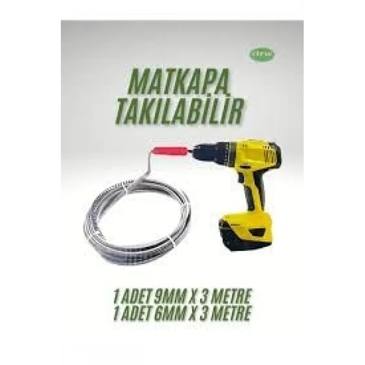 FEYZA YAPI Pratik Ergonomik Matkap Ucu Boru Temizleme ve Tıkanıklık Açma Spirali 3 Metre 2 Adet