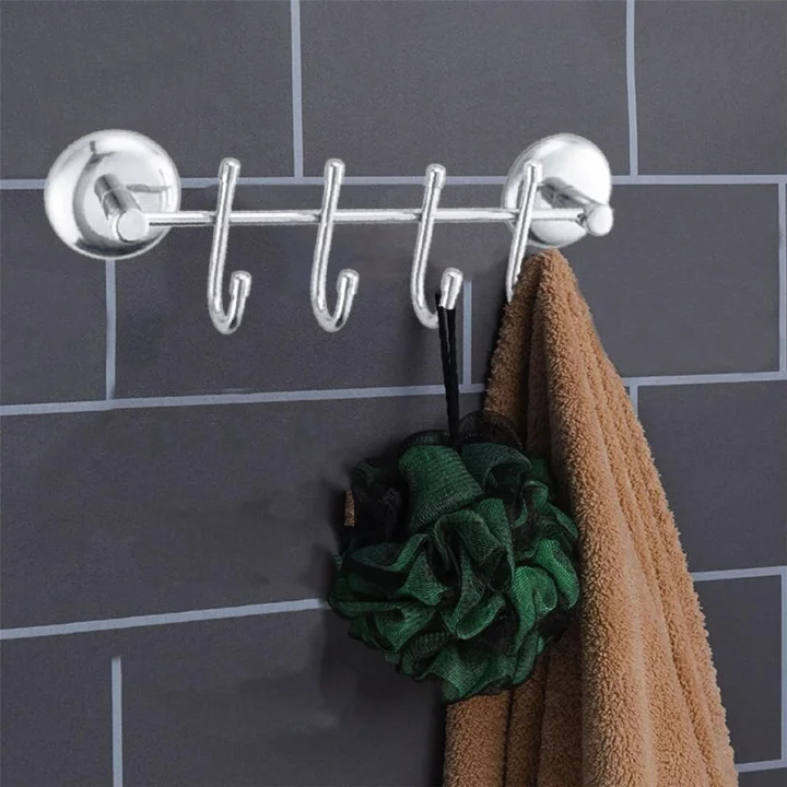 FEYZAYAPI Metal 4lü Banyo Lavabo Vidalı Askılık Sağlam Aparat Krom Askılık Elbise Havlu Asma Askı
