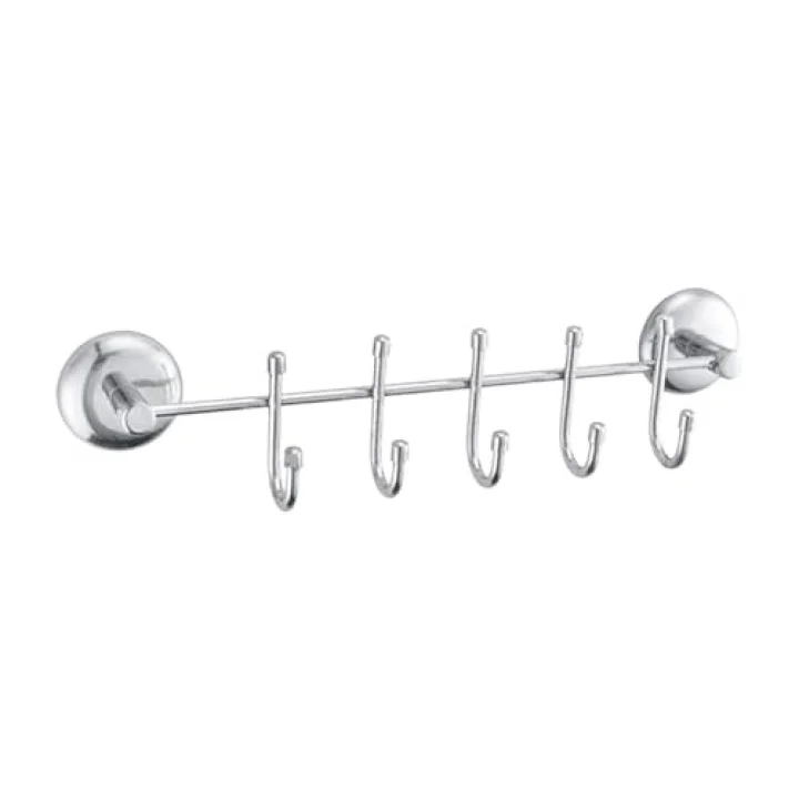 FEYZAYAPI Vidalı Askılık 5li Metal Banyo Lavabo Sağlam Aparat Krom Askılık Elbise Havlu Asma Askı