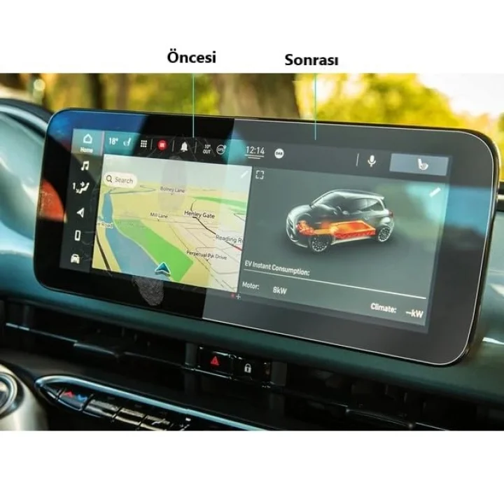 Fiat 500e Elektrikli 10.25 İnç İle Uyumlu Mat Ekran Koruyucu Multimedya