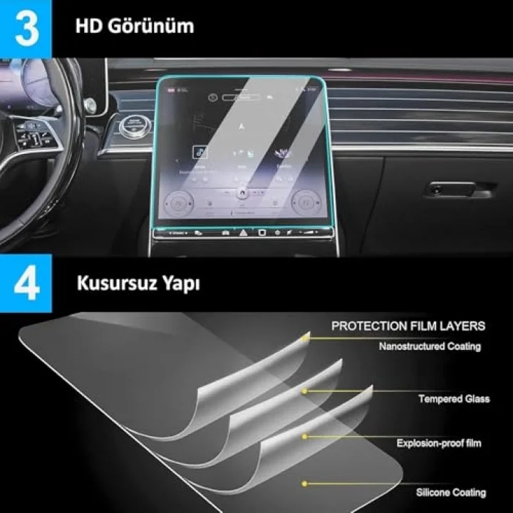 Fiat Egea - Egea Cross ile uyumlu (Lounge ve Limited Paketler Hariç) 7 inç Multimedya Navigasyon 9H Nano Ekran Koruyucu