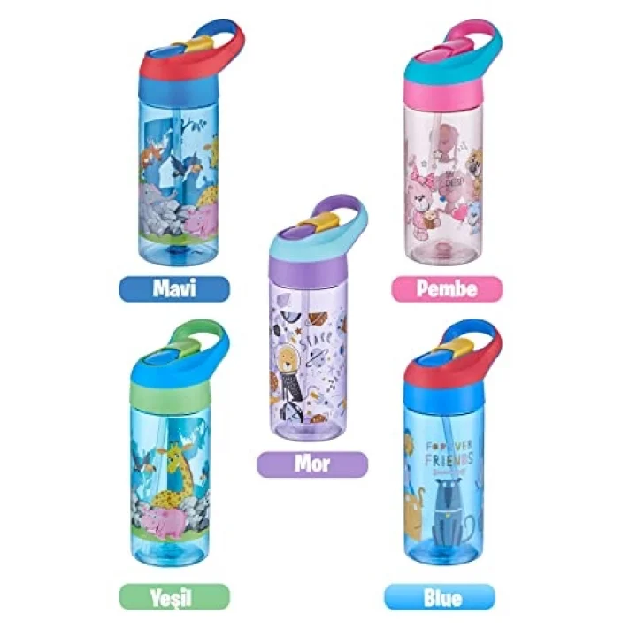 FiftyFifty 500ml Tritan Kalın Pipetli Çocuk Okul Su Matarası