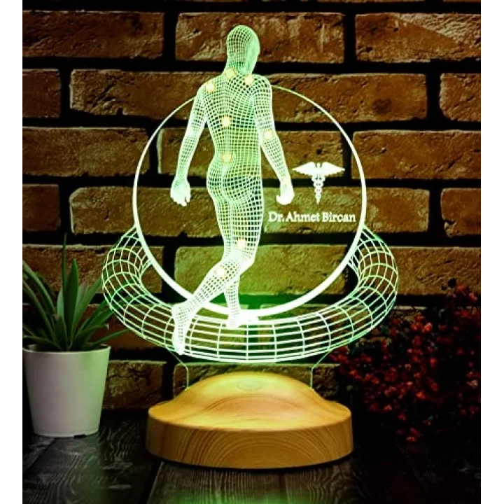 Fizik Tedavi Doktoru, Fizyoterapist, Ortopedi Doktoru Hediyesi 3D Led Lamba