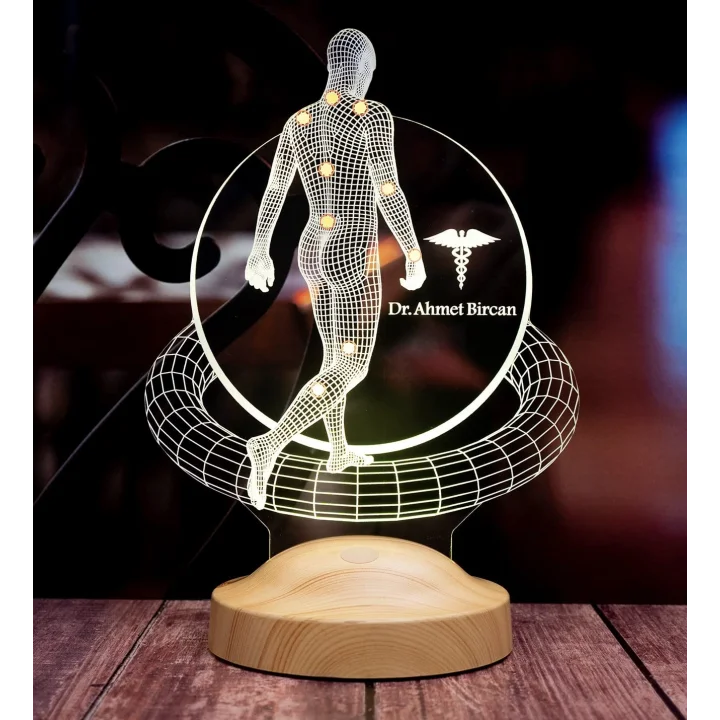 Fizik Tedavi Doktoru, Fizyoterapist, Ortopedi Doktoru Hediyesi 3D Led Lamba