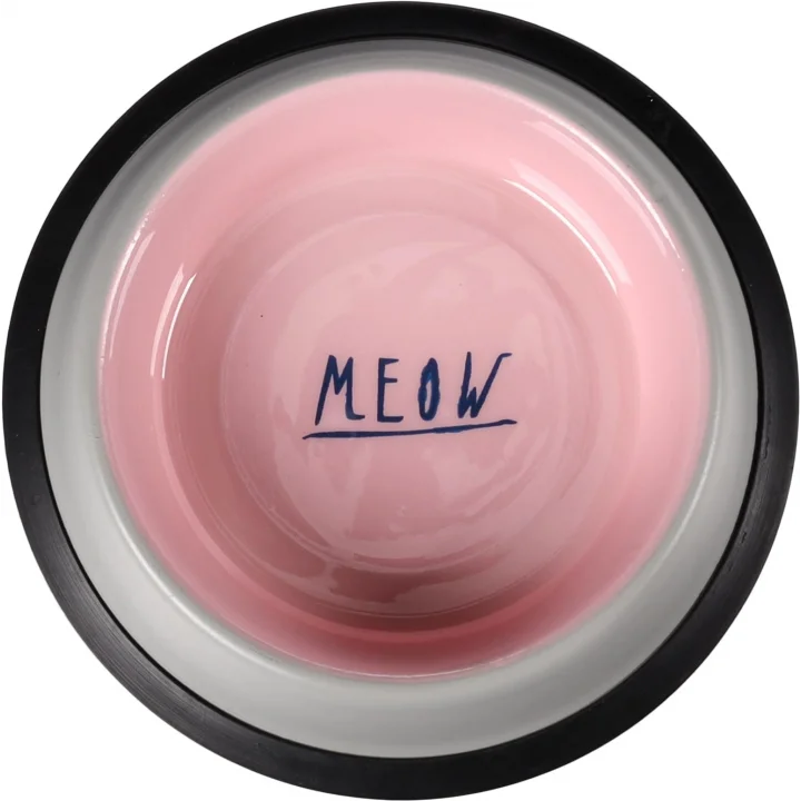 Fl Nell Boyalı Çelik Mama Kabı, Antıslıp, Gri-Pembe, 450Ml