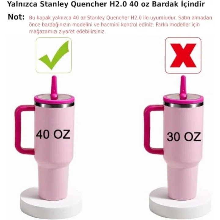 Flip Pipet Kapak ve Pipet Seti, Stanley Termos ile Uyumlu Beyaz