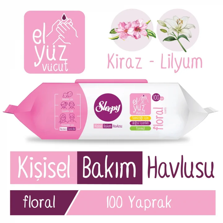 Floral Kişisel Bakım Havlusu 100 Yaprak