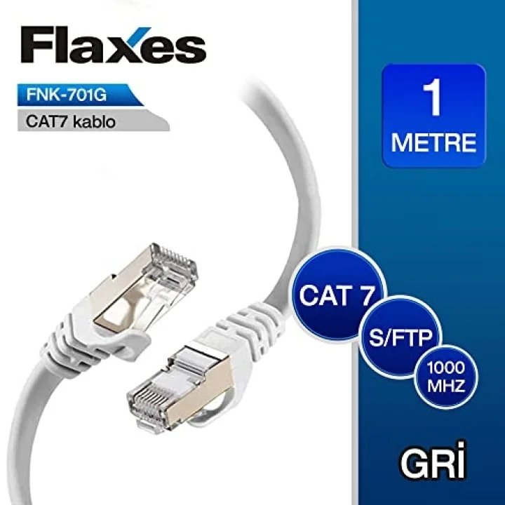 Fnk-701G 1Mt Cat7 Patch Network Kablosu Gri