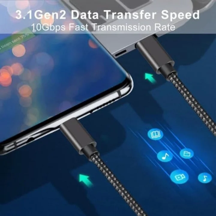 Force 100W Type-C to Type-C USB 3.1 Gen2 10 Gbps 4k@60hz Hızlı Şarj Data ve Görüntü Aktarım Kablosu Örgülü GN (3 Metre)