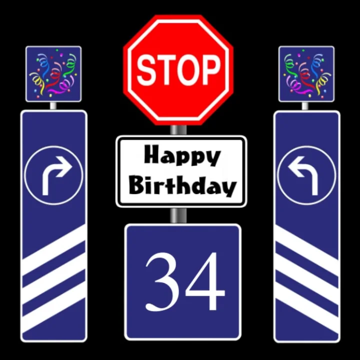 Fotoalbum 34. Geburtstag Stoppschild Geschenkidee Happy Birthday Gästebuch Kindergeburtstag Straßenschild Fototagebuch Verkehrszeichen Guest Book ... Verkehrsschild Geburtstagsfotoalbum