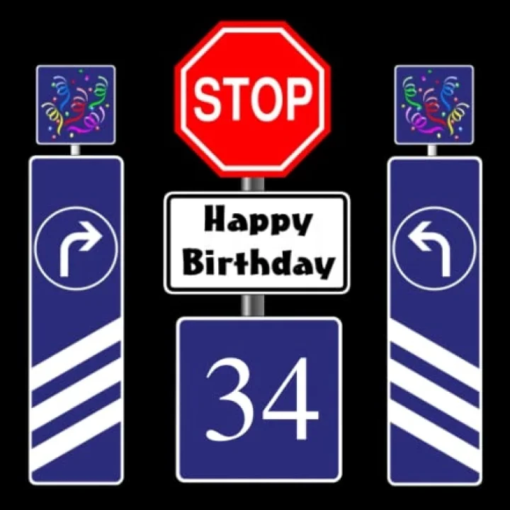 Fotoalbum 34. Geburtstag Stoppschild Geschenkidee Happy Birthday Gästebuch Kindergeburtstag Straßenschild Fototagebuch Verkehrszeichen Guest Book ... Verkehrsschild Geburtstagsfotoalbum