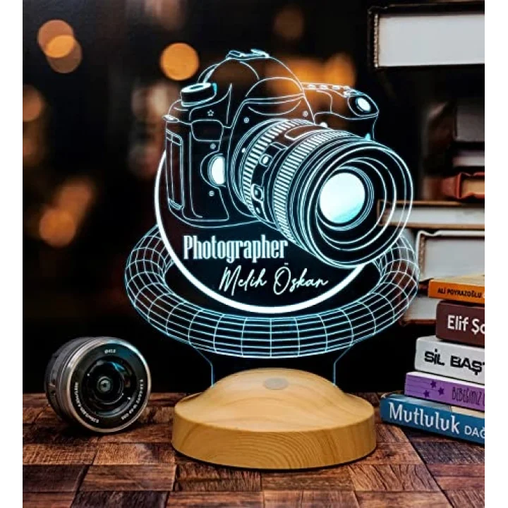 Fotoğrafçıya Hediye DSLR Fotoğraf Makinesi Kişiye Özel 3D Halkalı Led Lamba