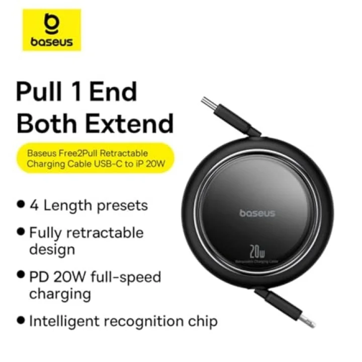 Free2Pull USB Cden IPye Geri Çekilebilir Şarj Kablosu 20 W