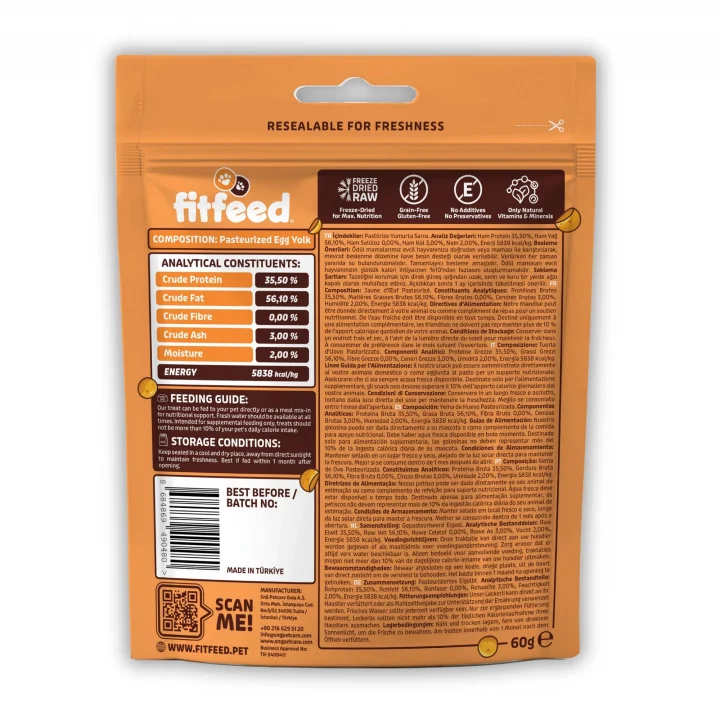 Freeze-Dried Çiğ Yumurta Sarısı Kedi Ödül Maması 60g