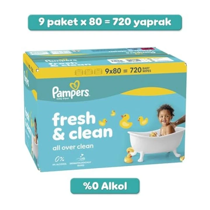 Fresh&Clean Bebek Islak Havlu 9 Paket 720 Yaprak