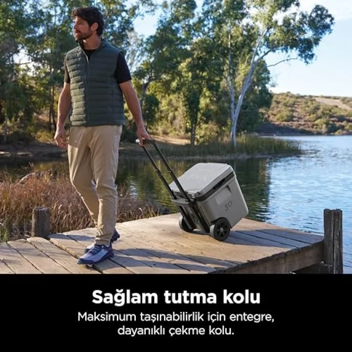 FrostVault Hard Cooler 28 l, birinci sınıf yalıtımlı soğutma kutusu, 6 güne kadar buz tutar, buzdolabı sıcaklığına sahip entegre kuru saklama çekmecesi, 48 kutu için uygundur, Cloud White